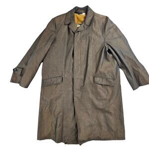 VINTAGE Robert Hall Coat Aqua Haven Mens 42 Long Taupe Durable Cozy Overcoat 80s